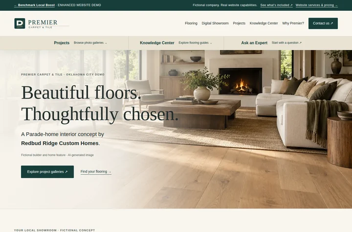Flooring Store website demonstration by Benchmark; fictional business