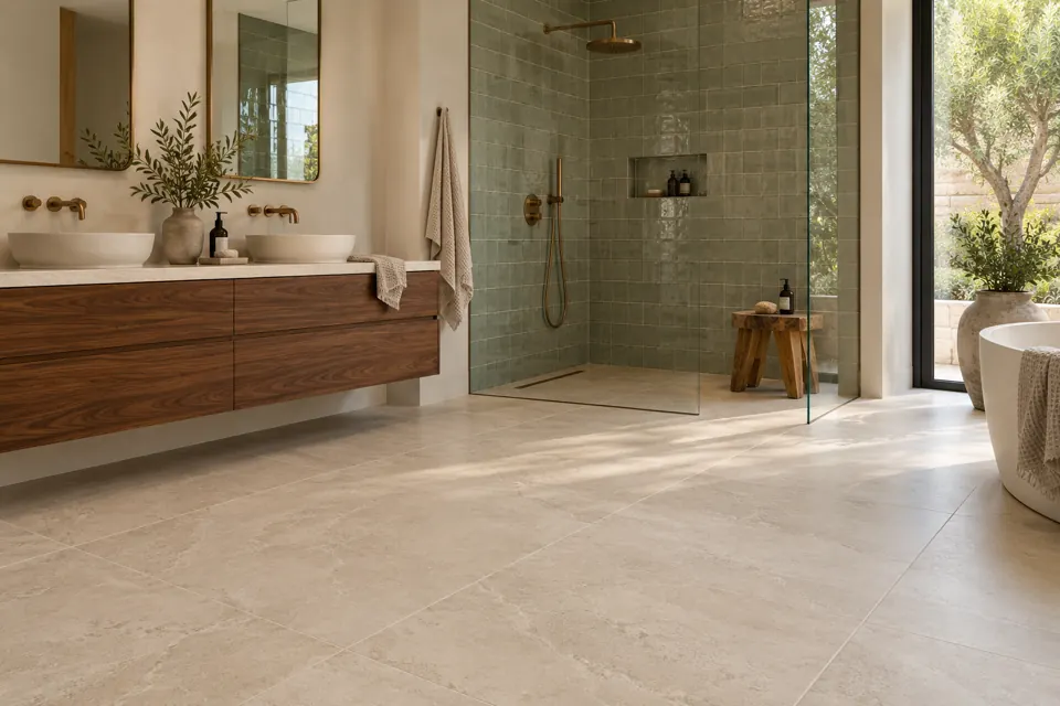 Sage walk-in shower — AI-generated sample project