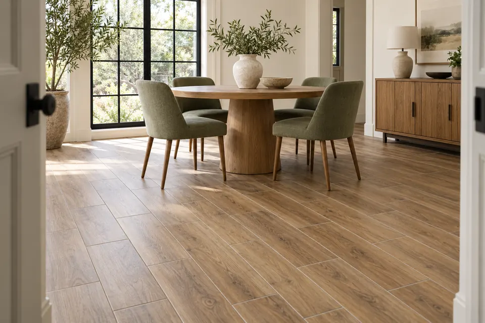 Wood-look tile dining room — AI-generated sample project